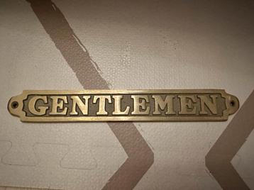 Vintage Messing Deurplaatje Gentlemen beschikbaar voor biedingen
