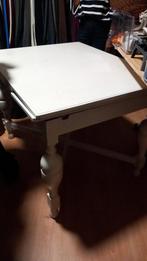 Houten Uitschuifbare Franse Eettafel met Bolpoten, Huis en Inrichting, Tafels | Eettafels, Ophalen, Gebruikt, Vierkant, 50 tot 100 cm