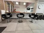 3 Kappersstoelen Croco Leer + Gratis Wasbak, Huis en Inrichting, Stoelen, Gebruikt, Drie, Zwart, Leer