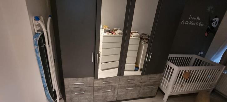 Klerenkast met roede, 8 lades & spiegel  - 180Bx200Hx55D cm, Huis en Inrichting, Kasten | Kledingkasten, Gebruikt, 150 tot 200 cm