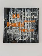 modern schilderij woorden teksten oranje wit zwart 80x80cm, Antiek en Kunst, Ophalen