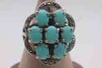 ring vintage zilver 925 met turkoois handgemaakt, 18 tot 19, Blauw, Ophalen of Verzenden, Zo goed als nieuw
