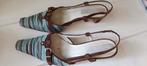 Mariner leren slingback pump mt 36,5 blauw bruin, Pumps, Blauw, Ophalen of Verzenden, Zo goed als nieuw