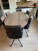 Eettafel Robusto ovaal met 6 Cavaletta stoelen, Huis en Inrichting, Ophalen, Eikenhout, 100 tot 150 cm, 200 cm of meer
