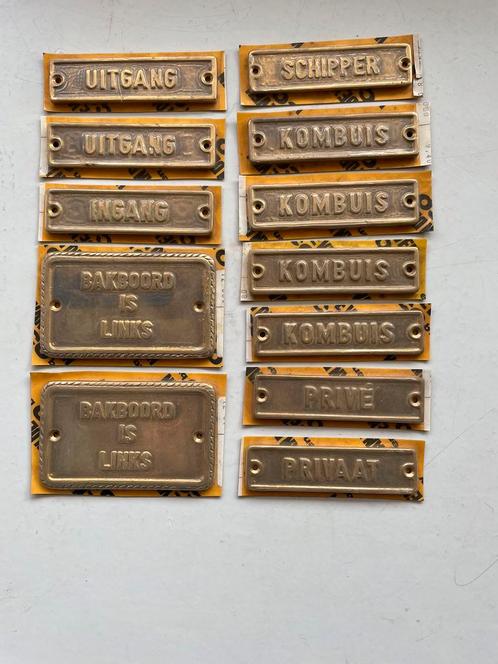 Messing deurbordjes voor boot, Antiek en Kunst, Antiek | Koper en Brons, Koper, Ophalen of Verzenden