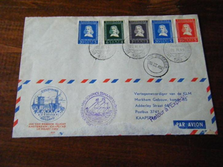 N35 - Jan van Riebeeck - Culemborg - Amst. / Kaapstad - 1952, Postzegels en Munten, Brieven en Enveloppen | Nederland, Envelop