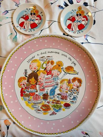 Blond Amsterdam cake bord / plate schaal en 2 kleine bordjes beschikbaar voor biedingen