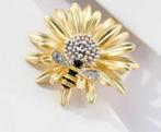 Mooie emaille bijtje op bloem broche met Rhinestones, Sieraden, Tassen en Uiterlijk, Broches, Verzenden, Nieuw