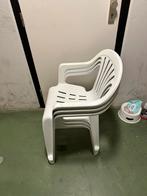 3 witte tuinstoelen, Ophalen of Verzenden, Gebruikt, Kunststof, Stapelbaar