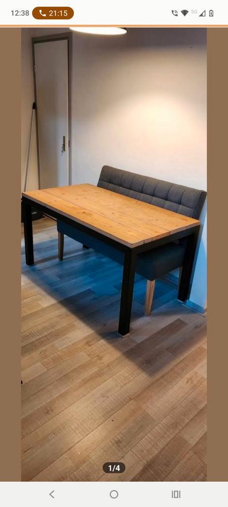 Houten eettafel met bank, Huis en Inrichting, Tafels | Eettafels, Gebruikt, 100 tot 150 cm, 150 tot 200 cm, tot twee personen