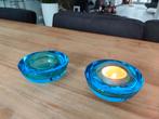 2 Iittala waxinelichthouders - Design, Huis en Inrichting, Overige materialen, Blauw, Ophalen of Verzenden, Zo goed als nieuw