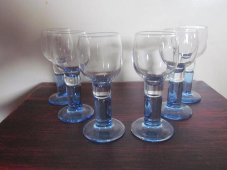 Set 6 Bormioli Rocco borrel likeur glaasjes handgemaakt, Antiek en Kunst, Antiek | Glas en Kristal, Ophalen of Verzenden