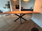 Te koop: Mooie teakhouten eettafel 210x100 , zwarte poot, Ophalen, 100 tot 150 cm, Teakhout, 200 cm of meer