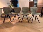 4 lichtgrijze eetkamerstoelen met lichte gebruikssporen, Huis en Inrichting, Ophalen, Gebruikt, Vier, Stof