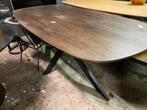 Tafel deens ovaal 211x107 notenhout stalen matrix poot, Ophalen, 100 tot 150 cm, Vijf personen of meer, Overige vormen