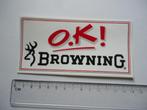 sticker oud BROWNING OK jacht jager wild schietsport retro, Verzamelen, Stickers, Verzenden, Zo goed als nieuw, Bedrijf of Vereniging