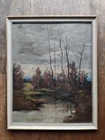 Schilderij - Landschap met Water - 31x38 cm, Antiek en Kunst, Kunst | Schilderijen | Klassiek, Ophalen of Verzenden