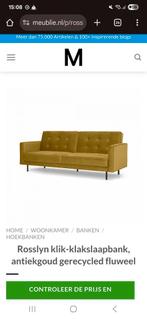 MADE Rosslyn Slaapbank - Antiekgoud Fluweel, Huis en Inrichting, Ophalen, Gebruikt, 210 cm, Twijfelaar