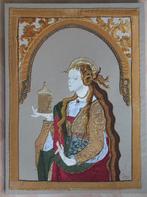 Appliqué Vrouw - klassiek - aardse tinten, Antiek en Kunst, Ophalen of Verzenden