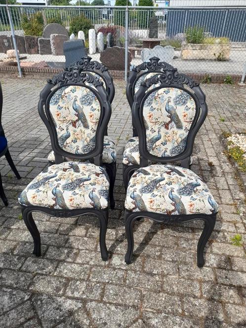 Set 4 barok stoelen opnieuw gestoffeerd, Huis en Inrichting, Stoelen, Zo goed als nieuw, Ophalen of Verzenden