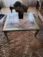 Zeer exclusieve metalen tafel met facet geslepen glasplaat, 100 tot 150 cm, Zo goed als nieuw, 75 cm of meer, Rechthoekig