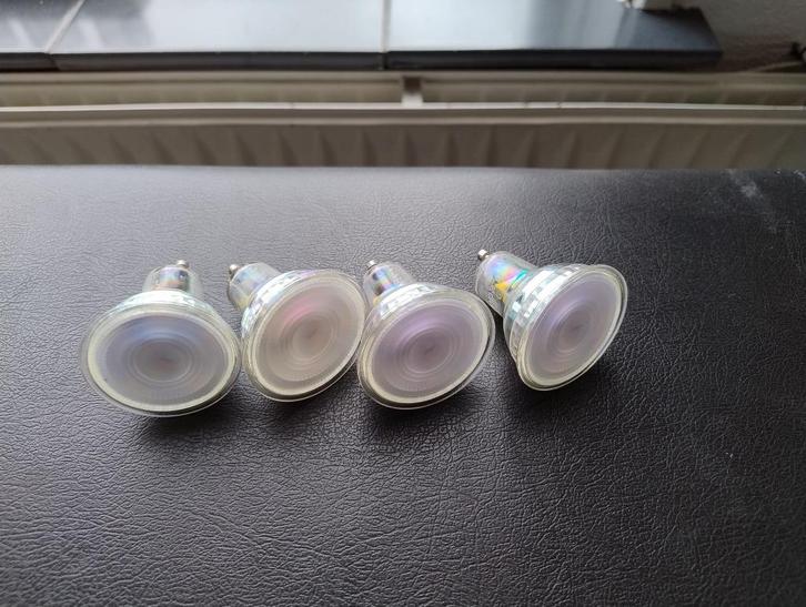 4 stuks RGB+CCT LEDVION smart GU10 LED lampen, Huis en Inrichting, Lampen | Spots, Zo goed als nieuw, Plafondspot of Wandspot