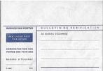 Ptt envelop bulletin de verification Bureau d'Echanche PTT., Ophalen of Verzenden, Postfris, Overige thema's