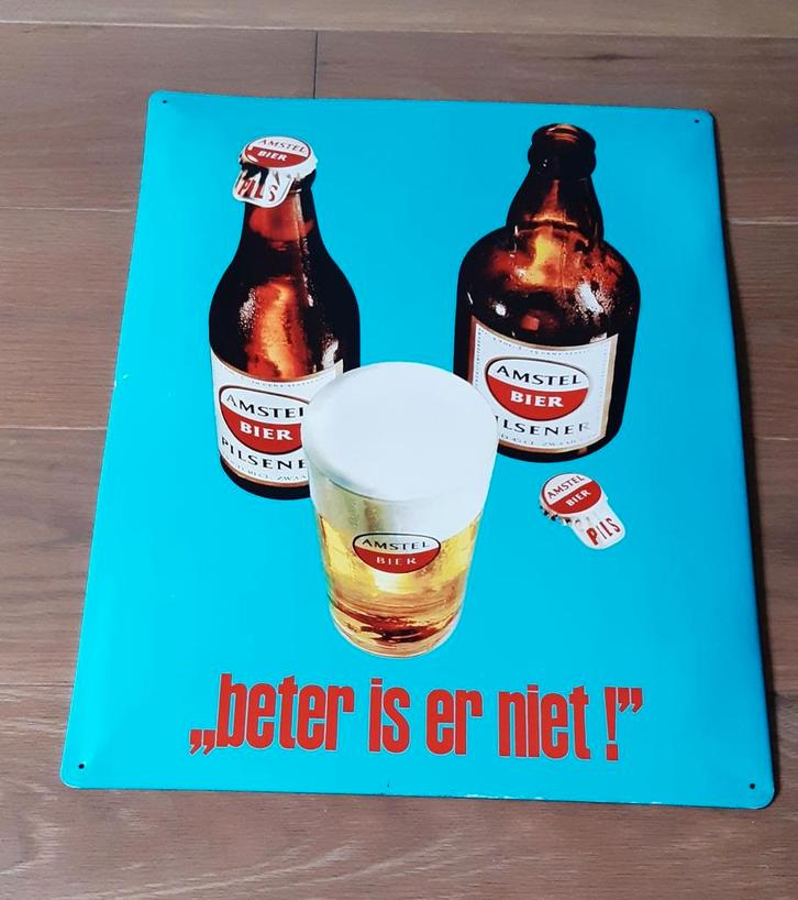 Amstel Reclamebord Amstel Bier, Verzamelen, Biermerken, Gebruikt, Reclamebord, Plaat of Schild, Amstel, Ophalen of Verzenden