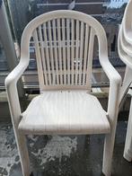 4 witte Grosfillex tuinstoelen, Tuin en Terras, Ophalen, Gebruikt, Kunststof, Stapelbaar