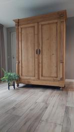 Brocante massief houten kledingkast servieskast demontabel, Huis en Inrichting, Kasten | Kledingkasten, 150 tot 200 cm, Eikenhout