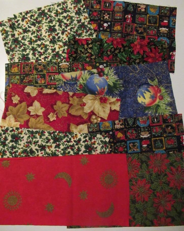 Quilt rest lapjes katoen stroken Kerst, Hobby en Vrije tijd, Stoffen en Lappen, Zo goed als nieuw, Katoen, Minder dan 30 cm, Minder dan 30 cm