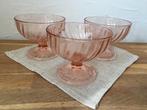 3 ijscoupes, Arcopal /Luminarc Rosaline Pink Swirl roze glas, Ophalen of Verzenden