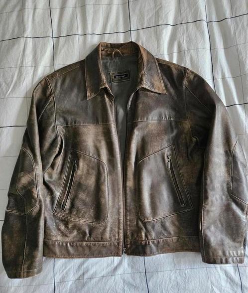Leren jas Milestone maat L vintage., Kleding | Heren, Jassen | Zomer, Zo goed als nieuw, Maat 52/54 (L), Bruin, Ophalen of Verzenden