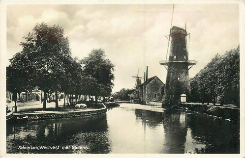 (388-535-049) Schiedam Westvest met Molens, Verzamelen, Ansichtkaarten | Nederland, Zuid-Holland, Verzenden