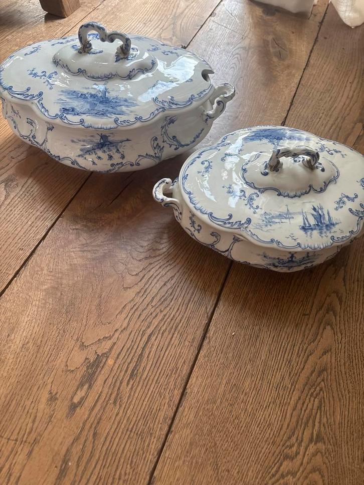 Oude Delfts blauwe dekschalen - perfecte staat!, Huis en Inrichting, Keuken | Servies, Zo goed als nieuw, Overige stijlen, Aardewerk