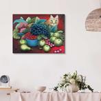 Schilderij, canvas, Kat met Fruit, nieuwstaat, Huis en Inrichting, Ophalen, Nieuw