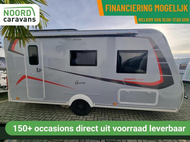 STERCKEMAN  STARLETT GRAPHITE 430 CP ZAKLUIFEL + MOVER + GF, Caravans en Kamperen, Caravans, Bedrijf, tot en met 4, 750 - 1000 kg