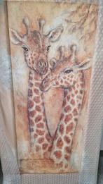 Nieuwe schilderij v Giraffen met meegeschilderde omlijsting, Ophalen of Verzenden, Zo goed als nieuw, Schilderij, Minder dan 50 cm