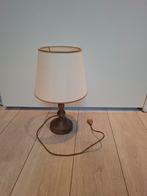 Vintage Schemerlampje met Stoffen Kap, Hout, Gebruikt, Vintage, Ophalen of Verzenden