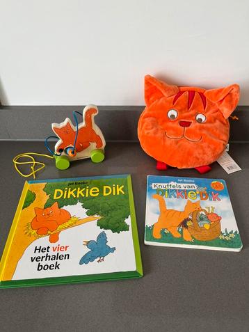 Dikkie Dik boekjes, duwfiguur en een rugzakje (nieuw) beschikbaar voor biedingen