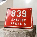 Twee oude emaille borden Frankrijk & Praag, Ophalen of Verzenden