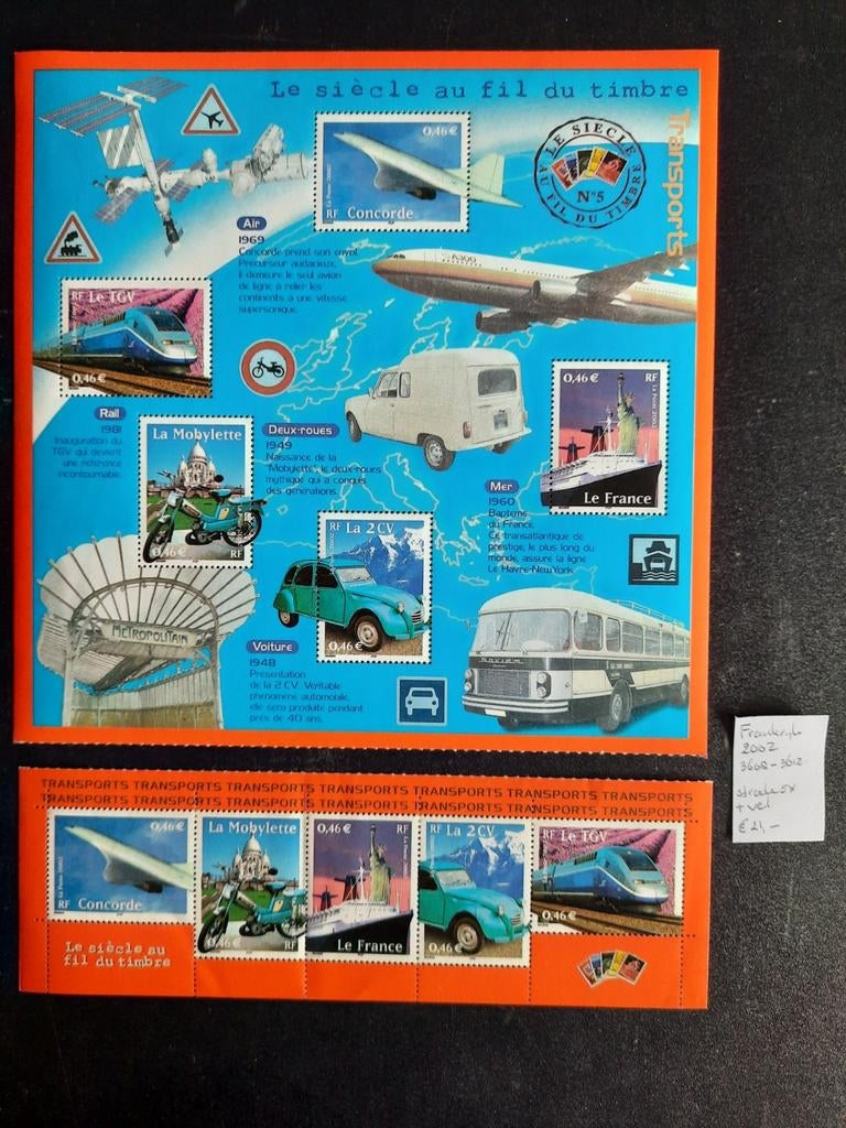 Postzegels Frankrijk thematisch auto vervoer transport postf, Ophalen of Verzenden, Auto's