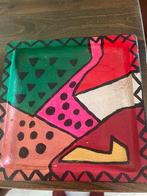 Selfpainted bloempot met plateau en 3 bollen., Ophalen of Verzenden