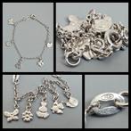 Zilver, zilveren bedelarmband, jasseronschakel, 5 bedels, Sieraden, Tassen en Uiterlijk, Antieke sieraden, Ophalen of Verzenden