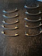 10 zilverkleurige meubelgrepen / handgrepen, Gebruikt, Overige typen, Ophalen of Verzenden, Minder dan 100 cm