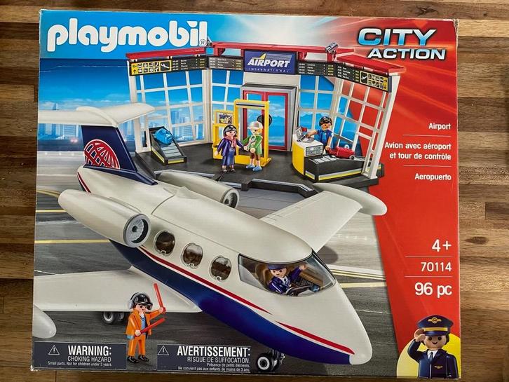 Playmobil Luchthaven en vliegtuig – 70114, Kinderen en Baby's, Speelgoed | Playmobil, Zo goed als nieuw, Complete set, Ophalen of Verzenden
