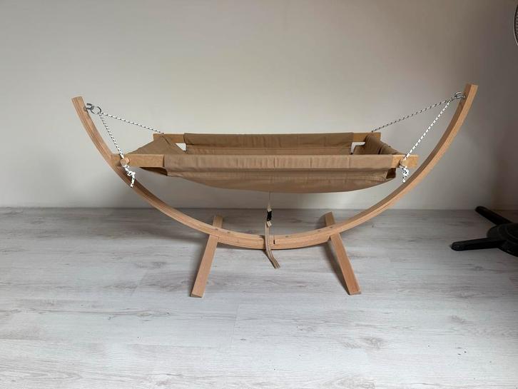 Babyhangmat Hout - Zo Goed Als Nieuw!, Tuin en Terras, Hangmatten, Zo goed als nieuw, Eenpersoons, Met standaard, Binnen, Ophalen
