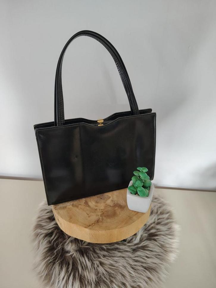 Elegante vintage glans handtas, Sieraden, Tassen en Uiterlijk, Tassen | Damestassen, Zo goed als nieuw, Handtas, Ophalen of Verzenden