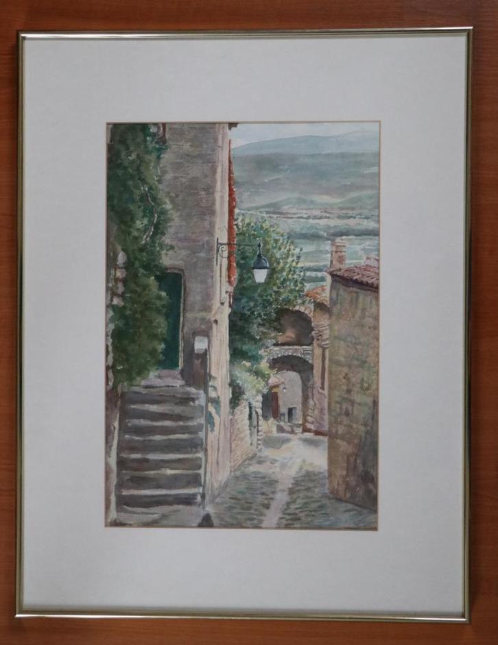G.J. Kuiper (1926-2013) - Straatje in La Coste, Antiek en Kunst, Kunst | Schilderijen | Klassiek, Ophalen