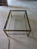 Messing glas salontafel salon tafel chique vintage, Ophalen, Gebruikt, 100 tot 150 cm, Vintage